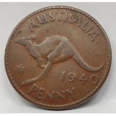 AUSTRALIA 1940 . ONE 1 PENNY . ERROR . PLANCHET FLAW